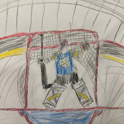 Sabres Blocker Save WAYLON CACCAMISE BUFFALO NY AGE 8