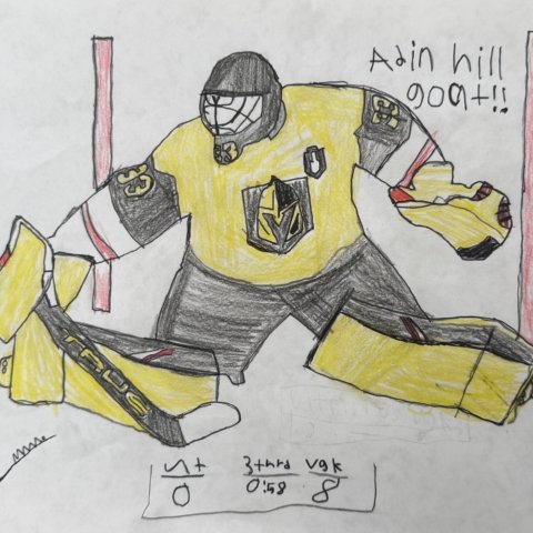 Adin Hill GOAT!!, Artist: Roman Inaba, Las Vegas NV, 9 years old