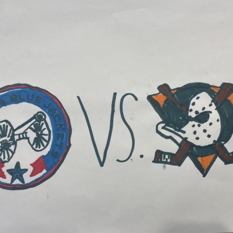 Blue Jackets vs Ducks by Evan Spencer, Arlington, MA, Age 11
