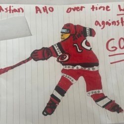Sebastian Aho Game Winner! By: Sebastian Horvath, Age:11, Westmont, IL.
