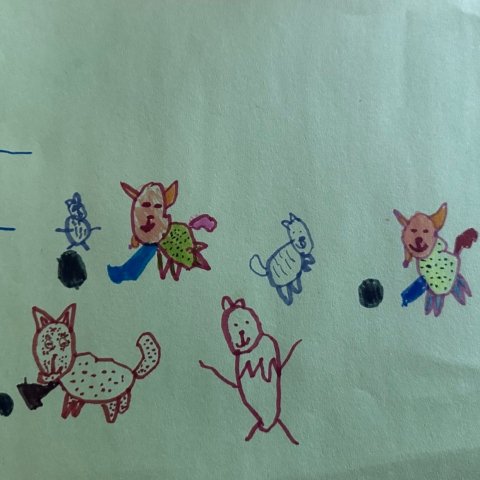 Cats playing hockey : Lilah Guldin Age: 5 South Plainfield, NJ