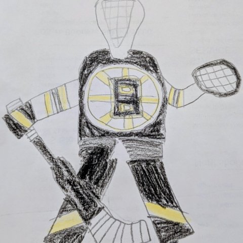 Bruins goalie, Wilmette IL, Age 6