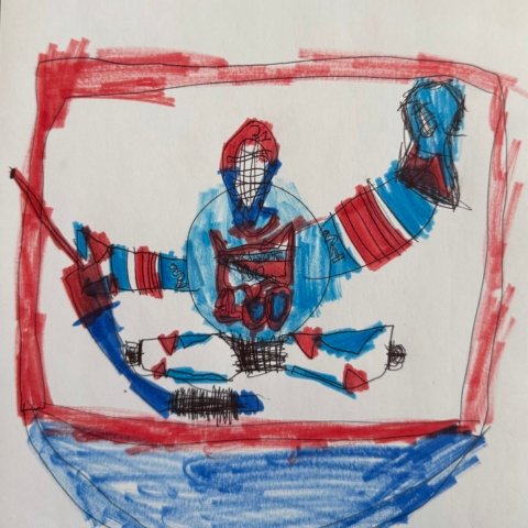 New York Rangers Goalie, by James, age 7