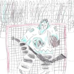 Goalie in Action, Chase M., Age: 7, Hartland, Wisconsin
