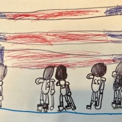 Players during the national anthem. Jack Fairbanks. Harris, Minnesota. Age 6