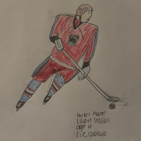 Hockey player, Elliott Sneddon, Erie, CO, Age 10