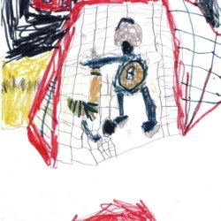 Bruins goalie by Soren Age 5 Moses Lake WA