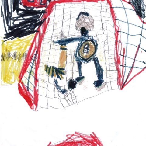 Bruins goalie by Soren Age 5 Moses Lake WA
