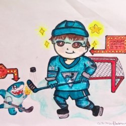 Macklin Celebrini & Sharkie (Eleanor Chen, San Jose CA, 11)