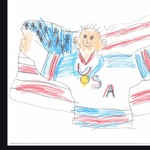 Olympic Champion Connor Hellebuyck. By Bennett Walker, Warrenton, VA., 6 years old.