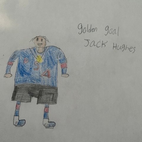 Jack Hughes – golden goal – by Connor Broquadio, Lithia, FL; age 7