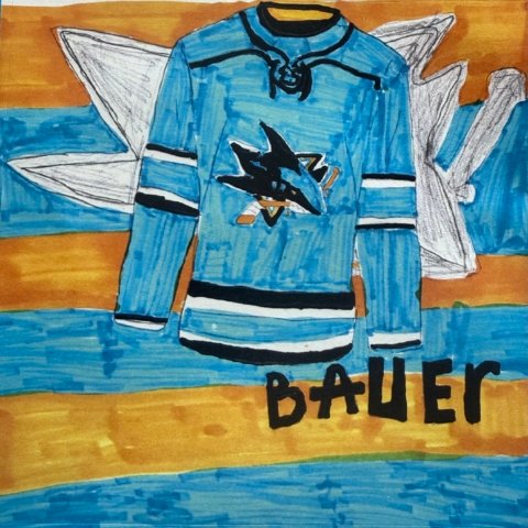 SJ Sharks Jersey, Bauer K, Age 11, Plymouth, WI